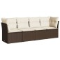 vidaXL 4-tlg. Garten-Sofagarnitur mit Kissen Braun Poly Rattan vidaXL 4-tlg. Garten-Sofagarnitur mit Kissen Braun Poly Rattan
