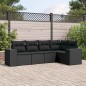 vidaXL 5-tlg. Garten-Sofagarnitur mit Kissen Schwarz Poly Rattan vidaXL 5-tlg. Garten-Sofagarnitur mit Kissen Schwarz Poly Rattan