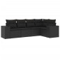vidaXL 5-tlg. Garten-Sofagarnitur mit Kissen Schwarz Poly Rattan vidaXL 5-tlg. Garten-Sofagarnitur mit Kissen Schwarz Poly Rattan
