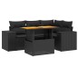 vidaXL 5-tlg. Garten-Sofagarnitur mit Kissen Schwarz Poly Rattan vidaXL 5-tlg. Garten-Sofagarnitur mit Kissen Schwarz Poly Rattan