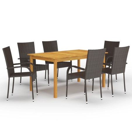 vidaXL 7-tlg. Garten-Essgruppe Braun