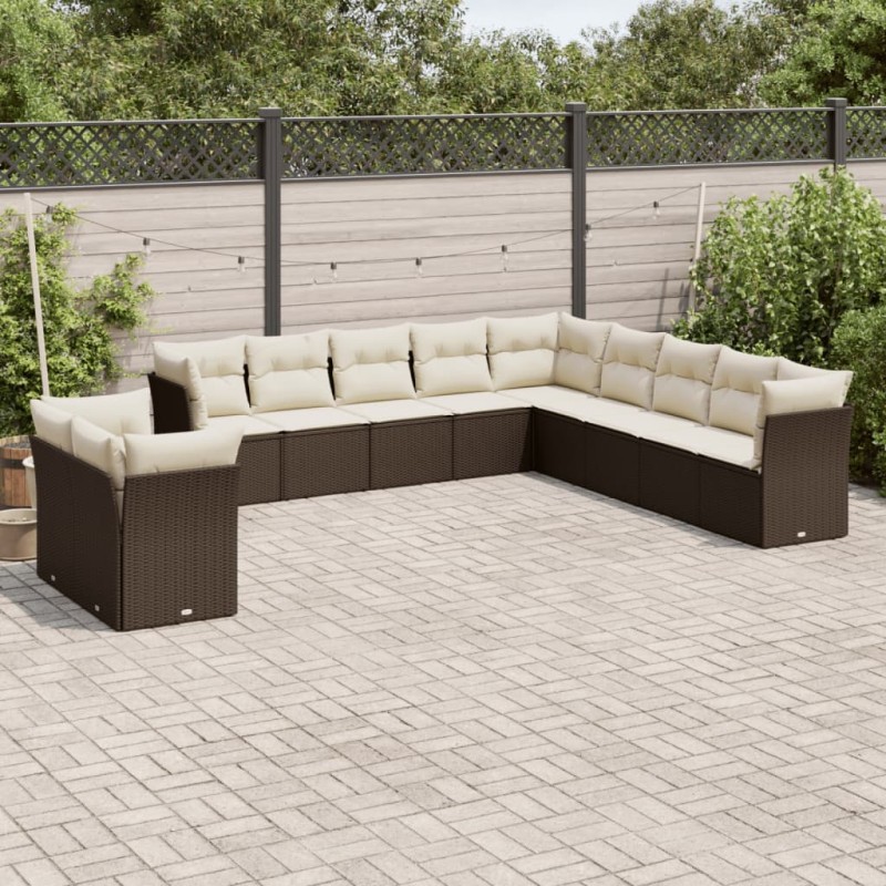 vidaXL 11-tlg. Garten-Sofagarnitur mit Kissen Braun Poly Rattan vidaXL 11-tlg. Garten-Sofagarnitur mit Kissen Braun Poly Rattan