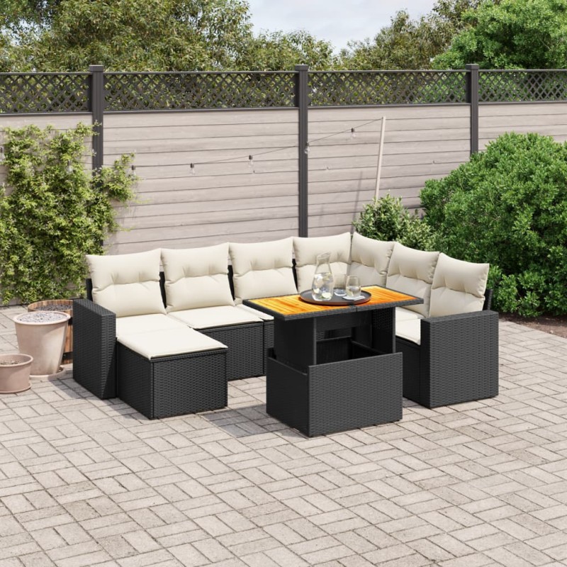 vidaXL 8-tlg. Garten-Sofagarnitur mit Kissen Schwarz Poly Rattan vidaXL 8-tlg. Garten-Sofagarnitur mit Kissen Schwarz Poly Rattan