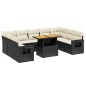 vidaXL 10-tlg. Garten-Sofagarnitur mit Kissen Schwarz Poly Rattan vidaXL 10-tlg. Garten-Sofagarnitur mit Kissen Schwarz Poly Rattan