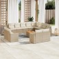 vidaXL 13-tlg. Garten-Sofagarnitur mit Kissen Beige Poly Rattan vidaXL 13-tlg. Garten-Sofagarnitur mit Kissen Beige Poly Rattan