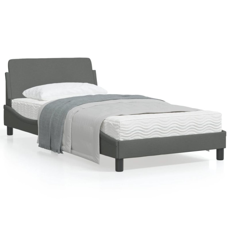 vidaXL Bettgestell mit Kopfteil Dunkelgrau 100x200 cm Stoff vidaXL Bettgestell mit Kopfteil Dunkelgrau 100x200 cm Stoff