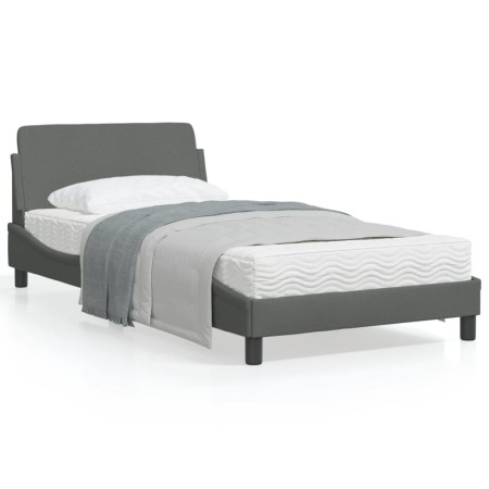 vidaXL Bettgestell mit Kopfteil Dunkelgrau 100x200 cm Stoff
