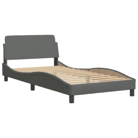 vidaXL Bettgestell mit Kopfteil Dunkelgrau 100x200 cm Stoff