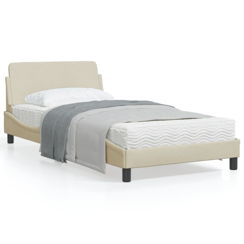 vidaXL Bettgestell mit Kopfteil Creme 100x200 cm Stoff vidaXL Bettgestell mit Kopfteil Creme 100x200 cm Stoff