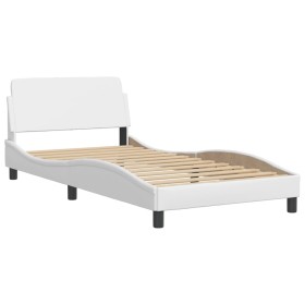vidaXL Bettgestell mit Kopfteil Weiß 100x200 cm Kunstleder