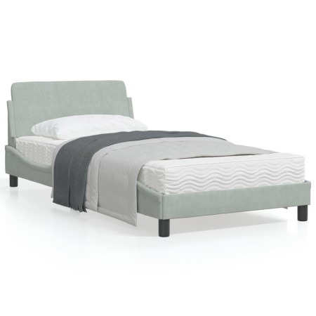 vidaXL Bettgestell ohne Matratze Hellgrau 100x200 cm Samt