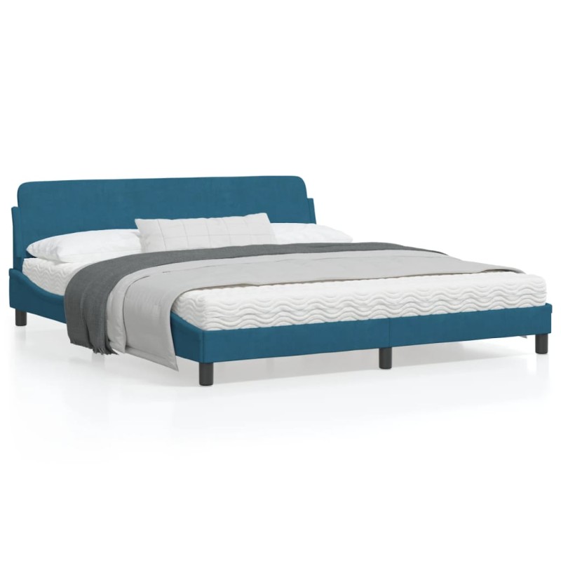 vidaXL Bettgestell mit Kopfteil Blau 180x200 cm Samt vidaXL Bettgestell mit Kopfteil Blau 180x200 cm Samt