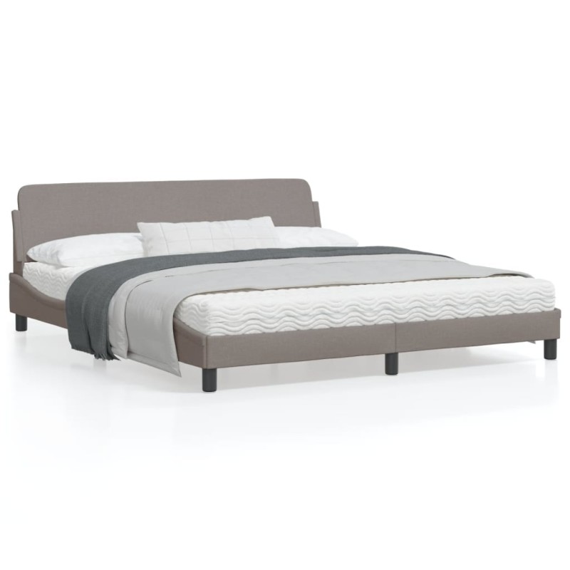 vidaXL Bettgestell mit Kopfteil Taupe 180x200 cm Stoff vidaXL Bettgestell mit Kopfteil Taupe 180x200 cm Stoff