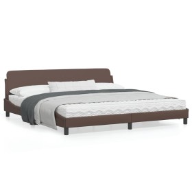 vidaXL Bettgestell mit Kopfteil Braun 200x200 cm Kunstleder