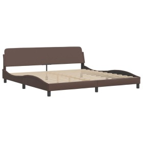 vidaXL Bettgestell mit Kopfteil Braun 200x200 cm Kunstleder