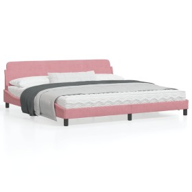 vidaXL Bettgestell mit Kopfteil Rosa 200x200 cm Samt