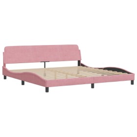 vidaXL Bettgestell mit Kopfteil Rosa 200x200 cm Samt