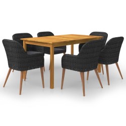 7-tlg. Garten-Essgruppe Schwarz