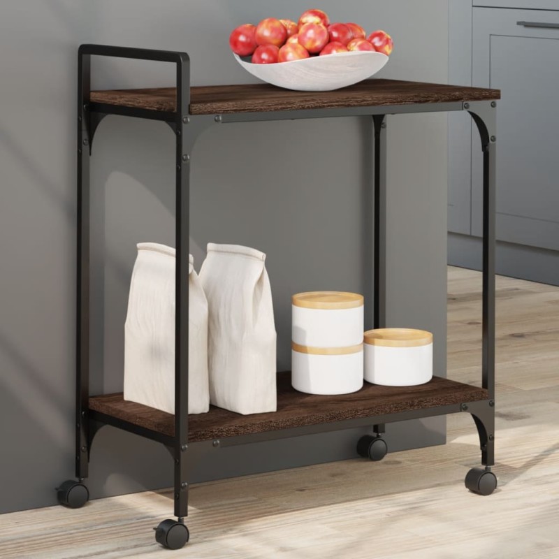 vidaXL Küchenwagen Braun Eichen-Optik 60,5x31x72,5 cm Holzwerkstoff vidaXL Küchenwagen Braun Eichen-Optik 60,5x31x72,5 cm Holzwerkstoff