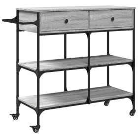 vidaXL Küchenwagen Grau Sonoma 105x42x95 cm Holzwerkstoff