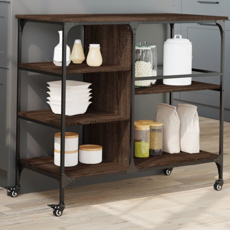 vidaXL Küchenwagen Braun Eichen-Optik 100x45x89,5 cm Holzwerkstoff vidaXL Küchenwagen Braun Eichen-Optik 100x45x89,5 cm Holzwerkstoff