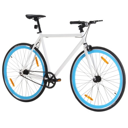 vidaXL Fahrrad mit Festem Gang Weiß und Blau 700c 59 cm