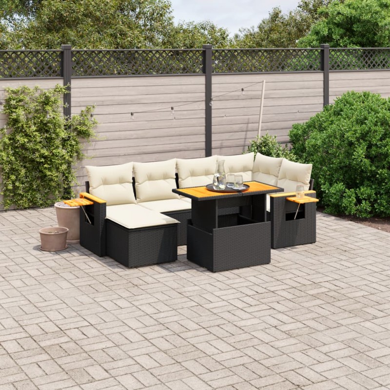 vidaXL 8-tlg. Garten-Sofagarnitur mit Kissen Schwarz Poly Rattan vidaXL 8-tlg. Garten-Sofagarnitur mit Kissen Schwarz Poly Rattan