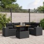 vidaXL 6-tlg. Garten-Sofagarnitur mit Kissen Schwarz Poly Rattan vidaXL 6-tlg. Garten-Sofagarnitur mit Kissen Schwarz Poly Rattan