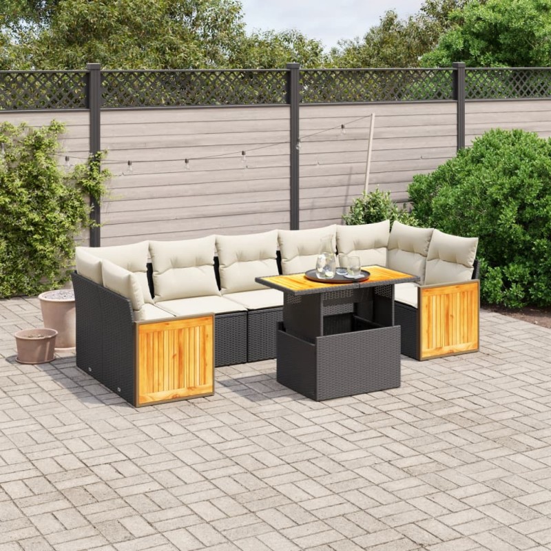 vidaXL 8-tlg. Garten-Sofagarnitur mit Kissen Schwarz Poly Rattan vidaXL 8-tlg. Garten-Sofagarnitur mit Kissen Schwarz Poly Rattan