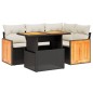 vidaXL 5-tlg. Garten-Sofagarnitur mit Kissen Schwarz Poly Rattan vidaXL 5-tlg. Garten-Sofagarnitur mit Kissen Schwarz Poly Rattan