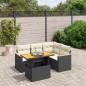 vidaXL 5-tlg. Garten-Sofagarnitur mit Kissen Schwarz Poly Rattan vidaXL 5-tlg. Garten-Sofagarnitur mit Kissen Schwarz Poly Rattan