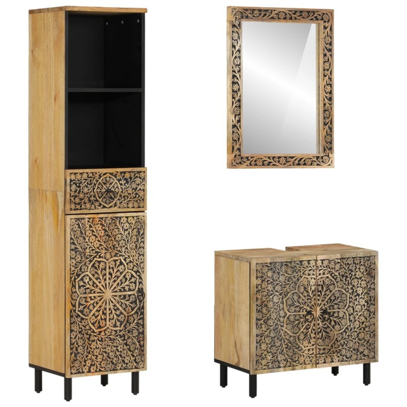 vidaXL 3-tlg. Badmöbel-Set Massivholz Mango vidaXL 3-tlg. Badmöbel-Set Massivholz Mango