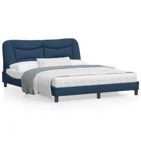 vidaXL Bettgestell mit LED Blau 160x200 cm Stoff