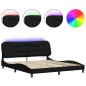 vidaXL Bettgestell mit LED Schwarz 180x200 cm Stoff vidaXL Bettgestell mit LED Schwarz 180x200 cm Stoff