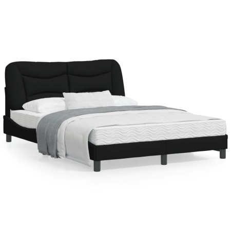 vidaXL Bettgestell mit LED Schwarz 140x190 cm Stoff
