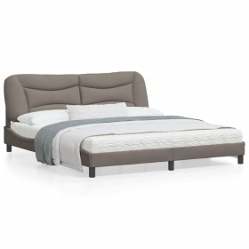 vidaXL Bettgestell mit LED Taupe 180x200 cm Stoff