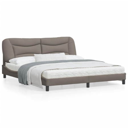 vidaXL Bettgestell mit LED Taupe 180x200 cm Stoff