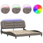 vidaXL Bettgestell mit LED Taupe 180x200 cm Stoff vidaXL Bettgestell mit LED Taupe 180x200 cm Stoff
