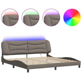 vidaXL Bettgestell mit LED Taupe 200x200 cm Stoff