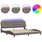 vidaXL Bettgestell mit LED Taupe 200x200 cm Stoff vidaXL Bettgestell mit LED Taupe 200x200 cm Stoff
