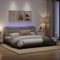 vidaXL Bettgestell mit LED Taupe 200x200 cm Stoff vidaXL Bettgestell mit LED Taupe 200x200 cm Stoff