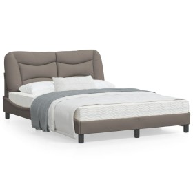 vidaXL Bettgestell mit LED Taupe 140x200 cm Stoff