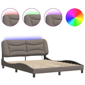 vidaXL Bettgestell mit LED Taupe 160x200 cm Stoff