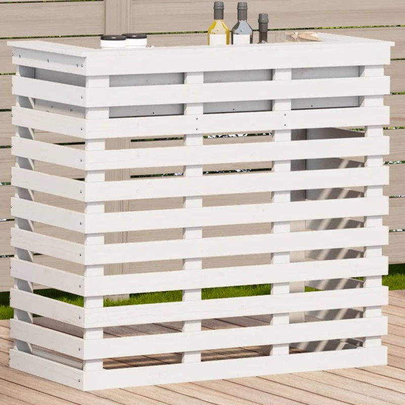 vidaXL Gartenbar Weiß 113,5x50x103 cm Massivholz Kiefer vidaXL Gartenbar Weiß 113,5x50x103 cm Massivholz Kiefer