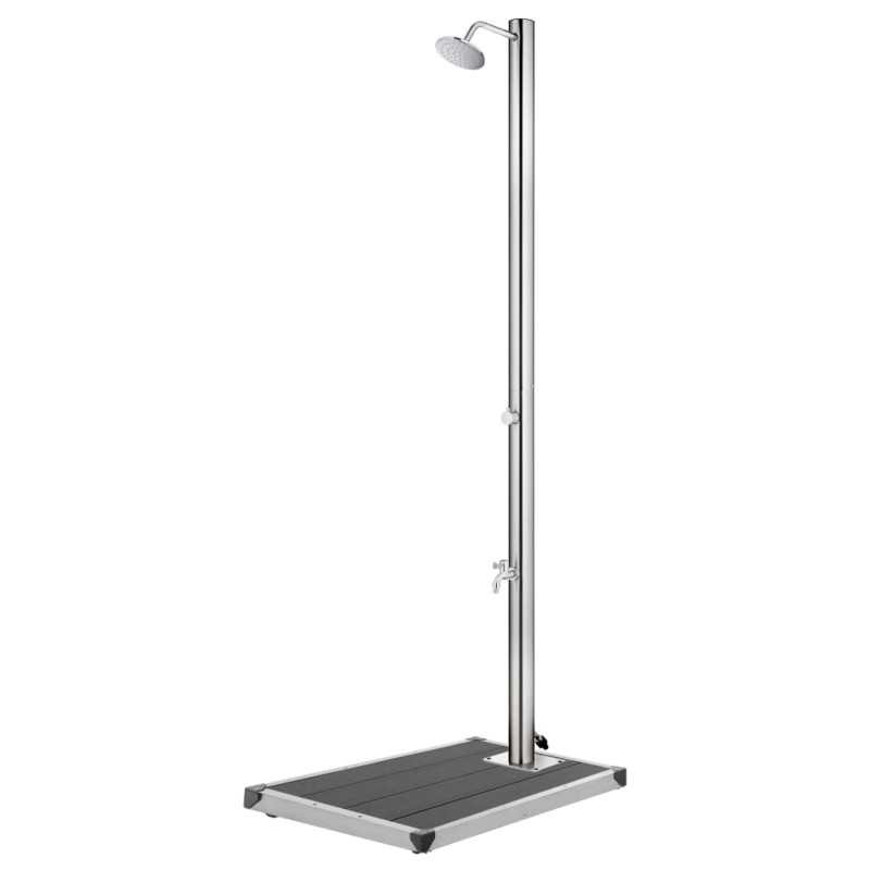 vidaXL Gartendusche mit Grauer Bodenplatte 220 cm Edelstahl vidaXL Gartendusche mit Grauer Bodenplatte 220 cm Edelstahl