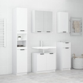 vidaXL 5-tlg. Badmöbel-Set Hochglanz-Weiß Holzwerkstoff