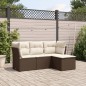 vidaXL 4-tlg. Garten-Sofagarnitur mit Kissen Braun Poly Rattan vidaXL 4-tlg. Garten-Sofagarnitur mit Kissen Braun Poly Rattan
