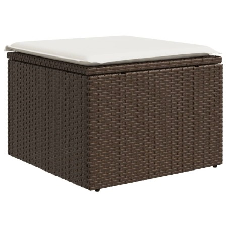 vidaXL Gartenhocker mit Kissen Braun 55x55x37 cm Poly Rattan