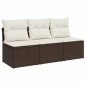 vidaXL Gartensofa mit Kissen 3-Sitzer Braun Poly Rattan vidaXL Gartensofa mit Kissen 3-Sitzer Braun Poly Rattan