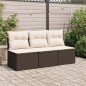 vidaXL Gartensofa mit Kissen 3-Sitzer Braun Poly Rattan vidaXL Gartensofa mit Kissen 3-Sitzer Braun Poly Rattan